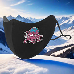 Angry Octopus 3D Fleece Lined Face Mask Pink Colorful Print