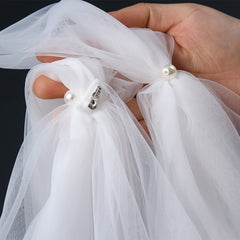 Romantic Sheer Veil Bridal Cape with Embellishments