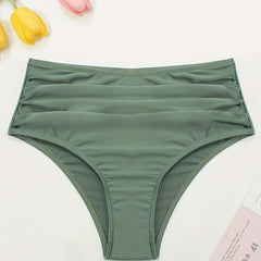 Green High Waist Bikini Bottom Ruched Beachwear Swimwear