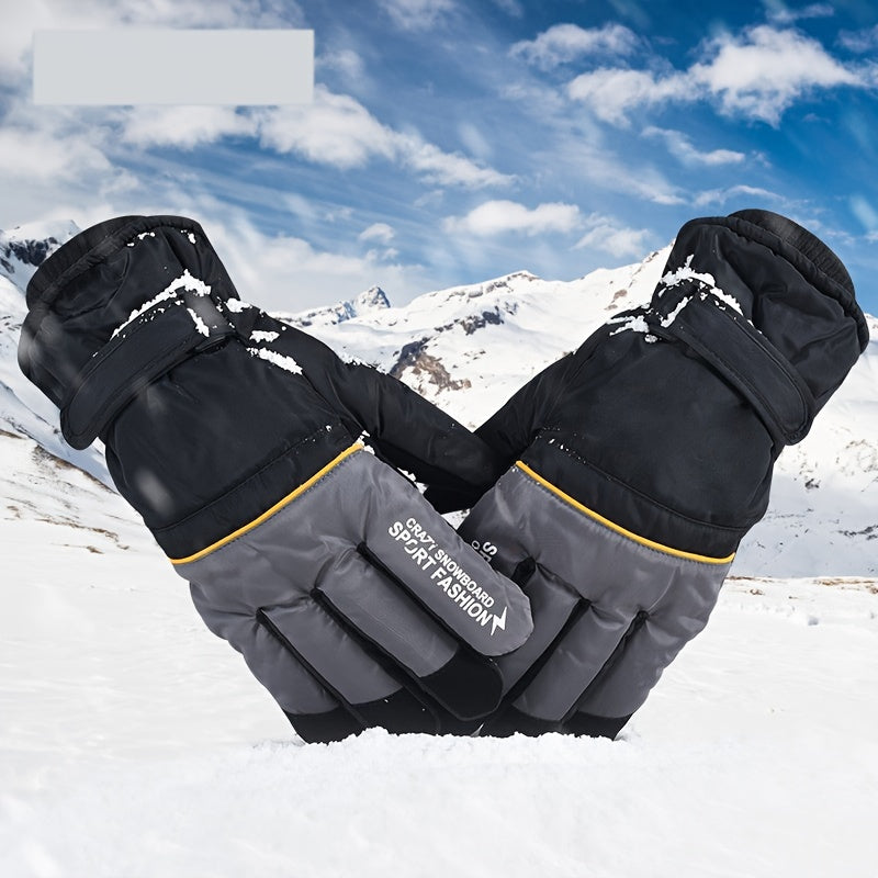 Men's Warm Waterproof Fleece Gloves for Outdoor Activities
