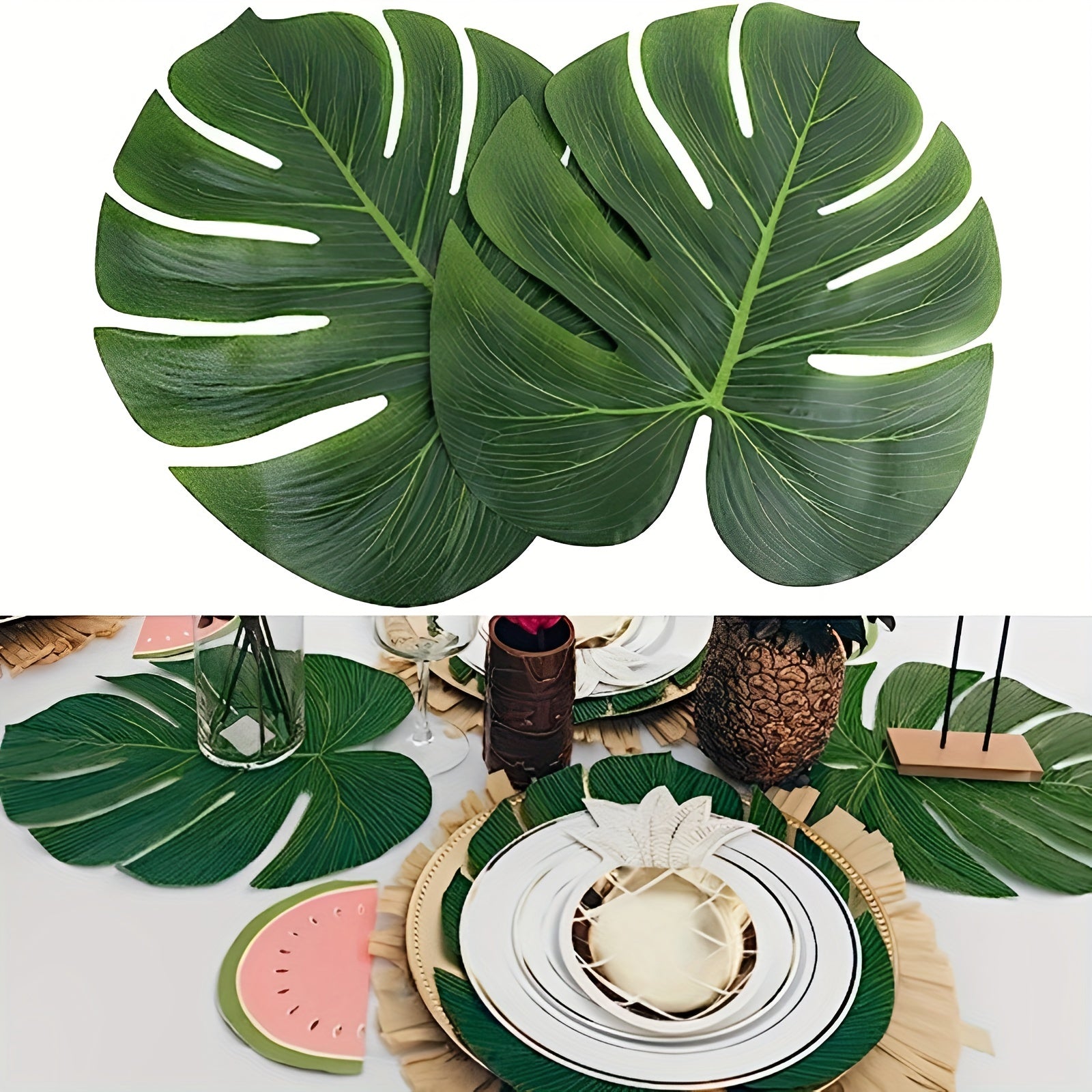 12pcs Artificial Tropical Leaves Wild Animal Birthday Decorations