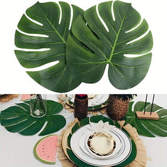 12pcs Artificial Tropical Leaves Wild Animal Birthday Decorations