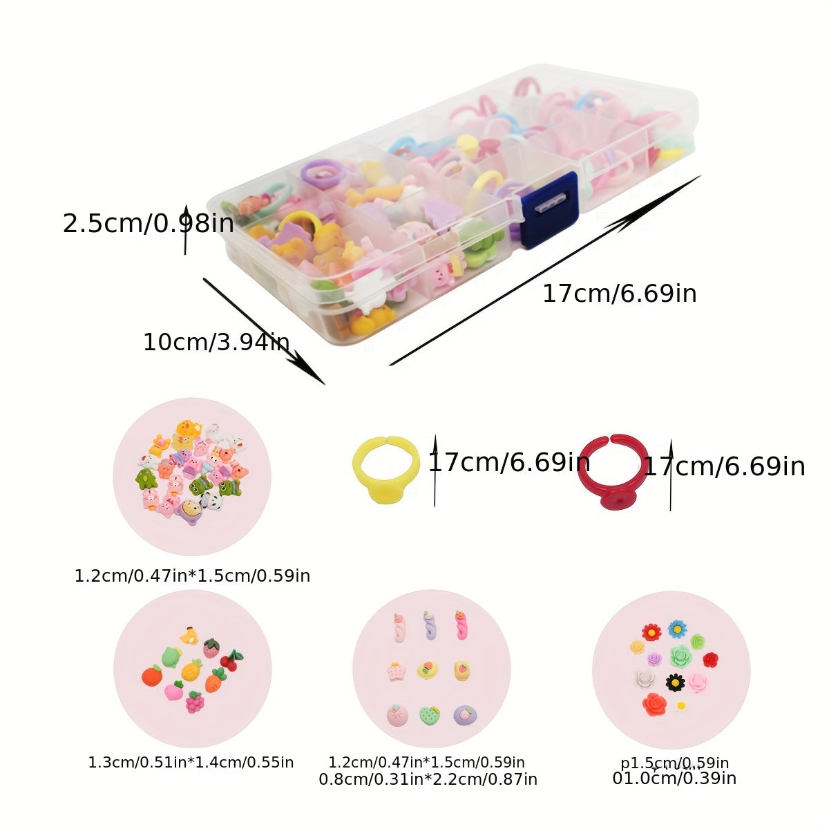 DIY Cartoon Flower Animal Fruit Series Ring Jewelry Gift For Girls Kids