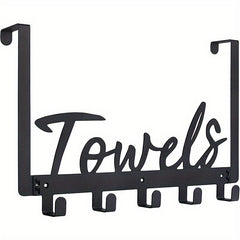 Wall Mounted Punching Door Back Shelf With 5 Hooks Iron Clothes Hook Shelf