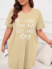 Casual Nightdress Women's Plus Letter Print Short Sleeve Tee Sleep Dre