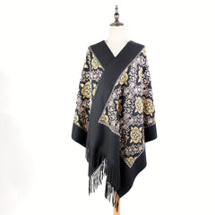 Cashmere Embroided Scarf Long Warm Tassel Shawl