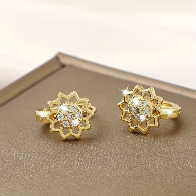Girl's Sunflower Hollow Earrings for Party Jewelry