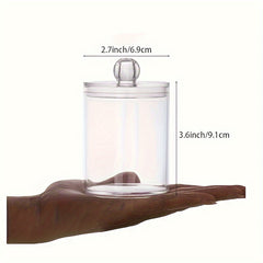 Clear Plastic Swab Holders with Lid Dust-Proof Jars for Vanity Dresser