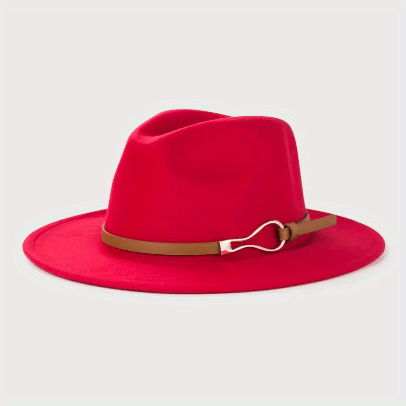 Wide Brim Leather Belt Hat British Style Sun Hat