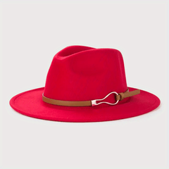 Wide Brim Leather Belt Hat British Style Sun Hat