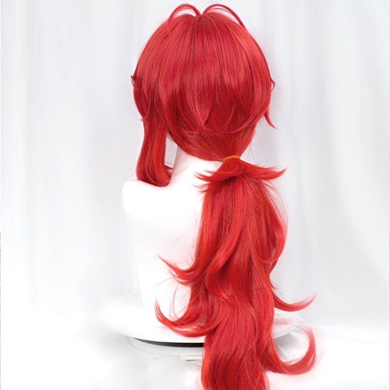 Curly Cosplay Wig Anime Halloween Red Hair Heat Resistant Synthetic