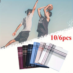 10pcs Vintage Men's Plaid Handkerchiefs, Gentlemanly Style With Taste