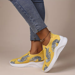 Leopard Print Slip On Low Top Sock Shoes