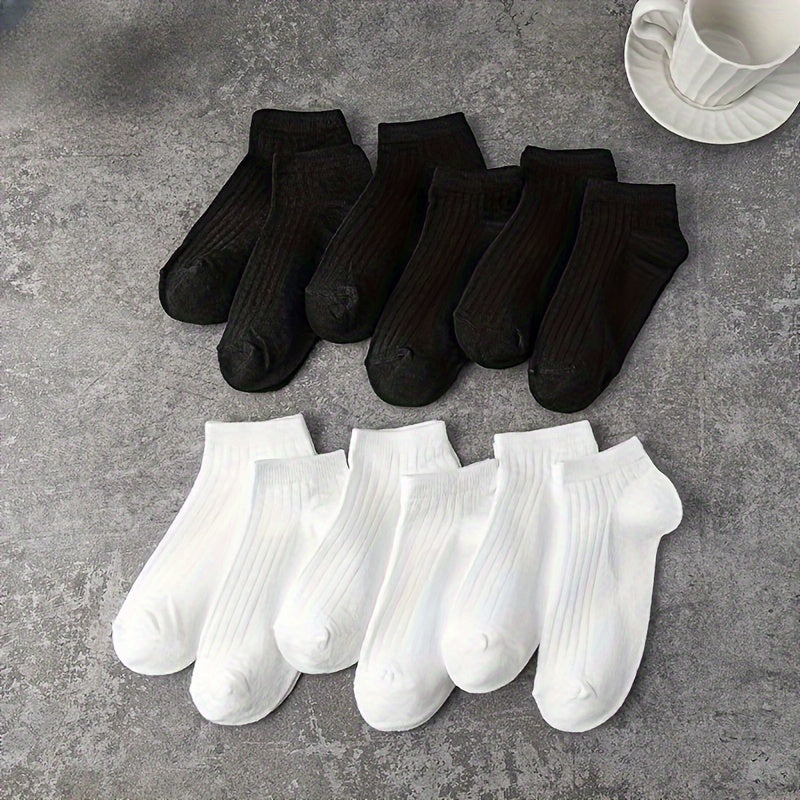 12 Pairs Solid Comfy Breathable All-match Women's Socks Stockings & Hosiery