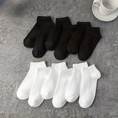 12 Pairs Solid Comfy Breathable All-match Women's Socks Stockings & Hosiery