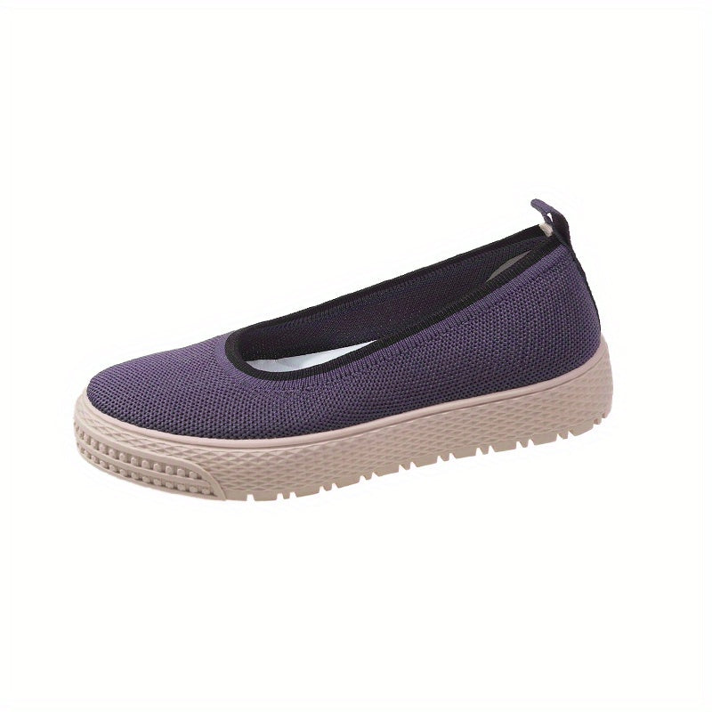 Breathable Knit Loafers Casual Slip On Platform Shoes