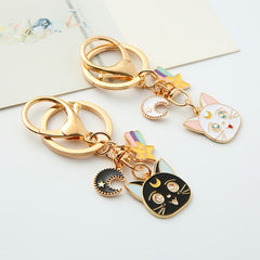 Cat Alloy Car Key Ring - Stylish Bag Accessory