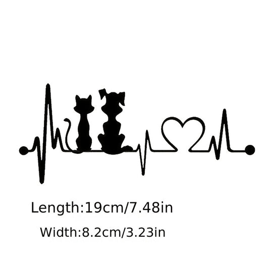 3D Cat & Dog Heartbeat Heart Care Car & Motorcycle Stickers