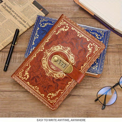 Retro Floral Pattern Password Lock Diary Student Notebook