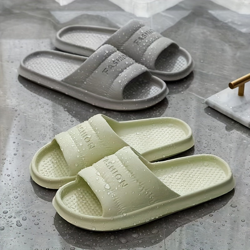 Men's Embossed Letter Slides Non Slip Slippers