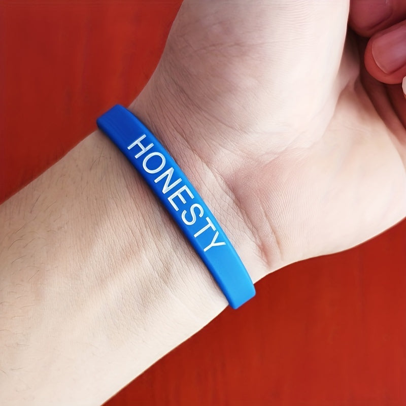 Sporty Silicone Bracelet with Bold Letter Graphics