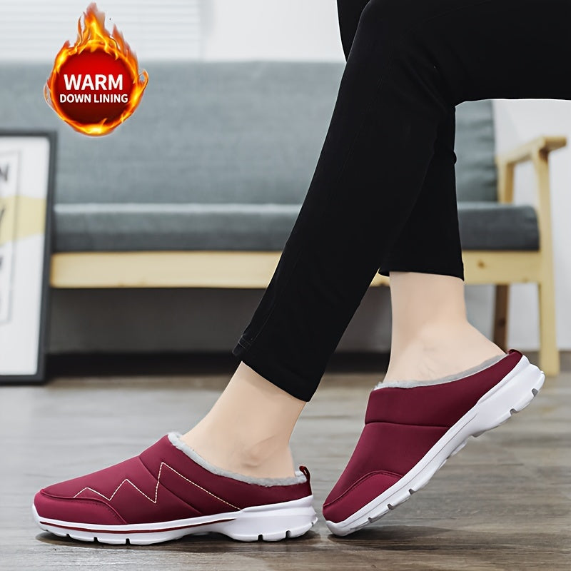 Women's Memory Foam Winter Mules Sneakers Waterproof Slippers