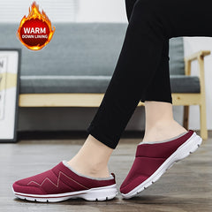 Women's Memory Foam Winter Mules Sneakers Waterproof Slippers
