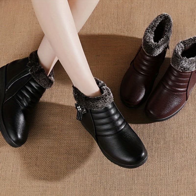 Women's Rhinestone Short Boots Plush Lined Ankle Boots