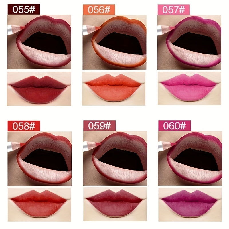 6pcs Waterproof Lip Liner Pencil Red Matte Finish Lipstick Pen