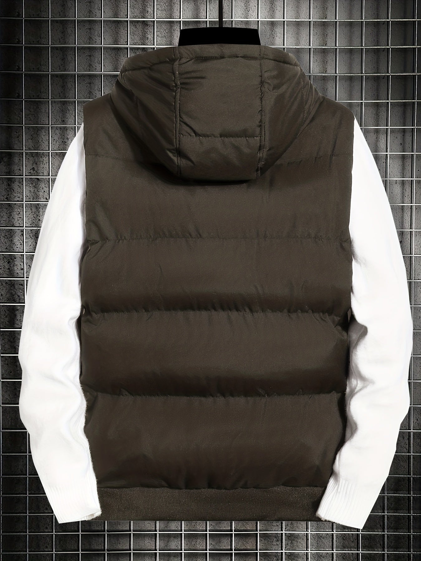 Winter Hooded Vest Men's Zip Up Vest with Pockets