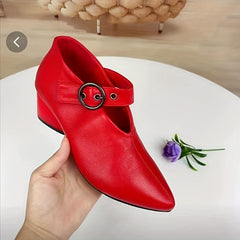 Women's Mid Heel Pointed Toe Dance Shoes with Buckle Strap