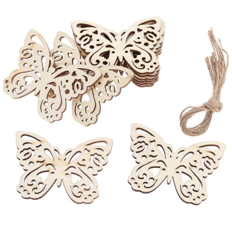 10pcs Butterfly Wooden Cutouts Spring Home Decor DIY Crafts