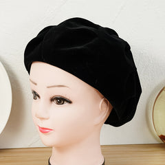 Velvet Beret Vintage Octagonal Pumpkin Painter Hat Autumn Winter