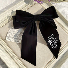 Custom Velvet Bridal Bow Headpiece with Rhinestone Accents