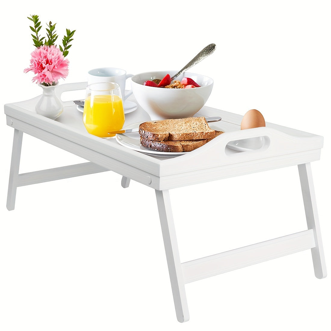 Wooden Bed Tray Table Folding Legs Serving Breakfast TV Laptop Snack Large