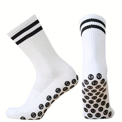 1pair Striped Football Socks Non-slip Soccer Socks Grip Socks