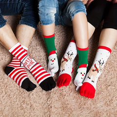 5 Pairs Kids Red Elk Five Toe Socks for Christmas