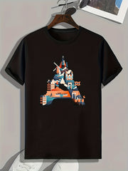 Castle Print Men's Graphic Tee for Summer