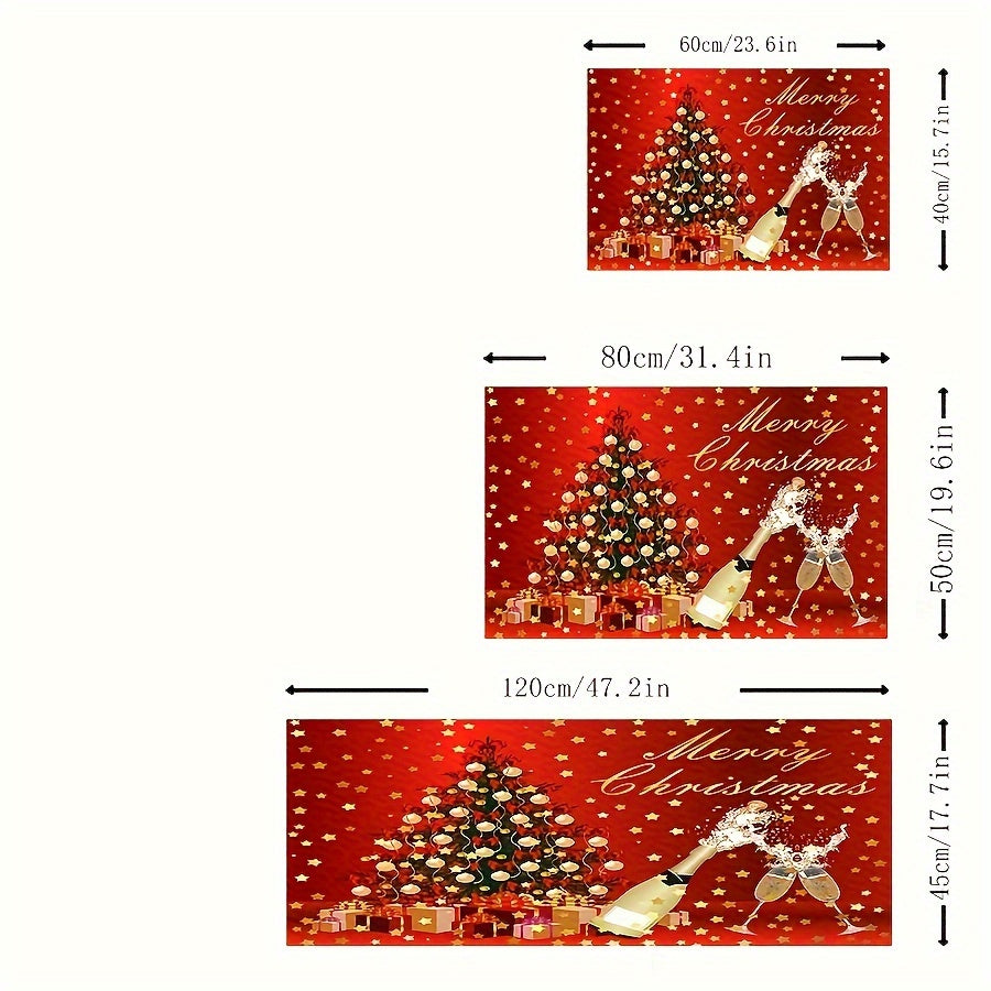 1pc Christmas Decorative Rug Hand Washable Carpet