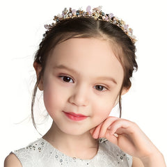 Pink Crystal Crown Princess Headband Pearl Decorative Headwear