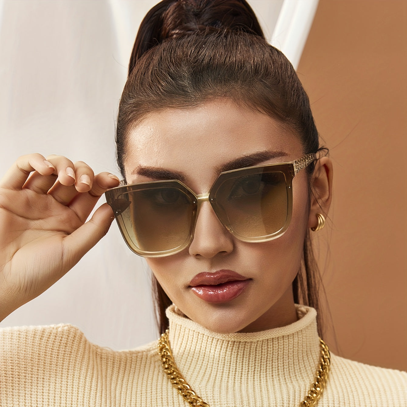 Cat Eye Sunglasses Oversized Gradient Lens UV400