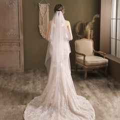 Vintage Floral Bridal Wedding Hair Veil with Comb