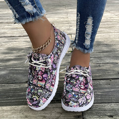 Halloween Colorful Skull Ghost Graffiti Print Shoes