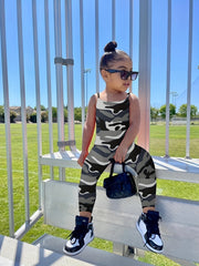 Toddler Girls Camouflage Sports Romper Jumpsuit
