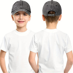 Distressed Washed Kids Baseball Hat Adjustable Trucker Cap for Boys Girls