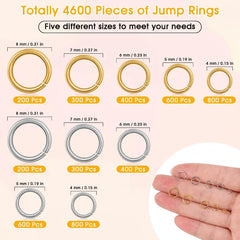 4600Pcs Silver & Golden Jump Rings w/ Tools for Jewelry Making