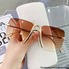 Square Rimless Sunglasses Gradient Metal UV400