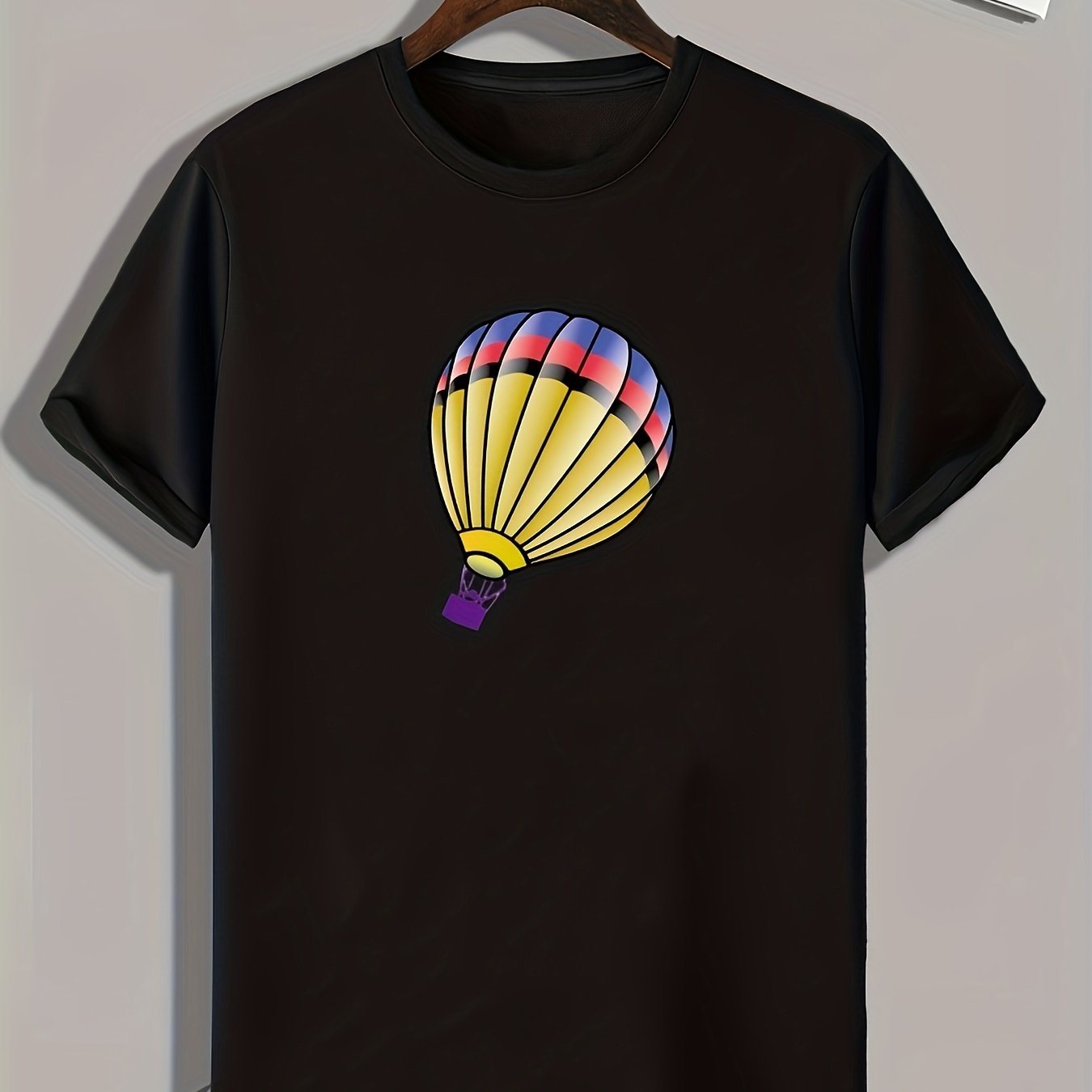 Hot Air Balloon Print Men's Graphic T-Shirt for Summer