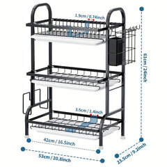 3 Tier Dish Drying Rack Large Capacity Strainers Drain Board