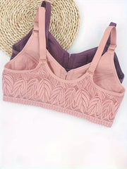 3pcs Lace Wireless Bras Breathable Zipper Intimates Bra Women's Lingerie